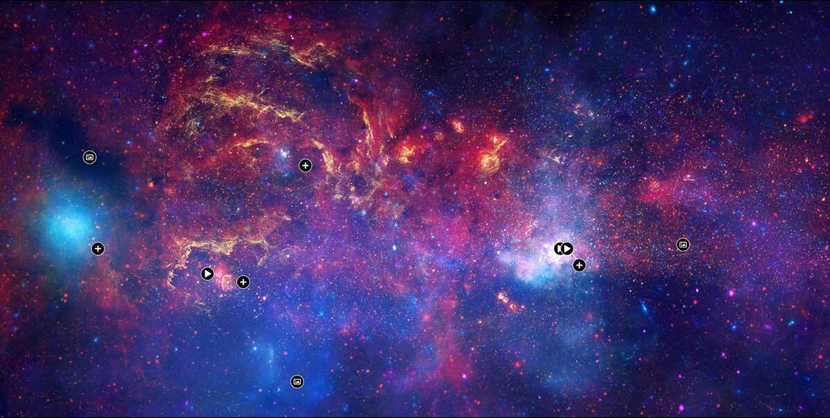 A multi-wavelength image of the center of the Milky Way Galaxy.