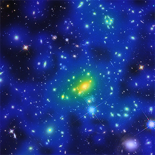 Color map shows concentration of dark matter, more at center